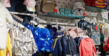 Kidswear store display featuring Trendz Garments' stylish clothing collection.