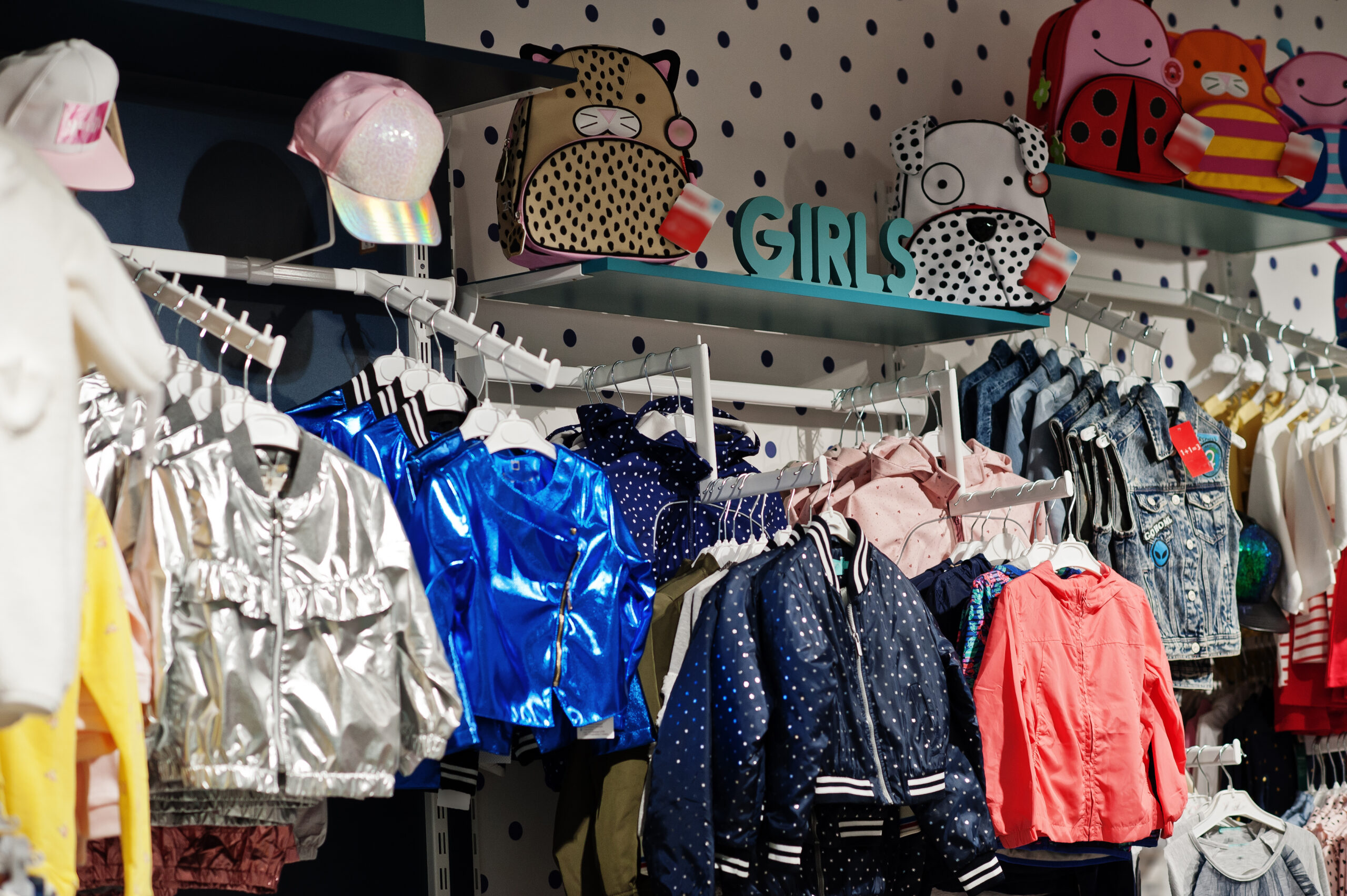 Kidswear store display featuring Trendz Garments' stylish clothing collection.